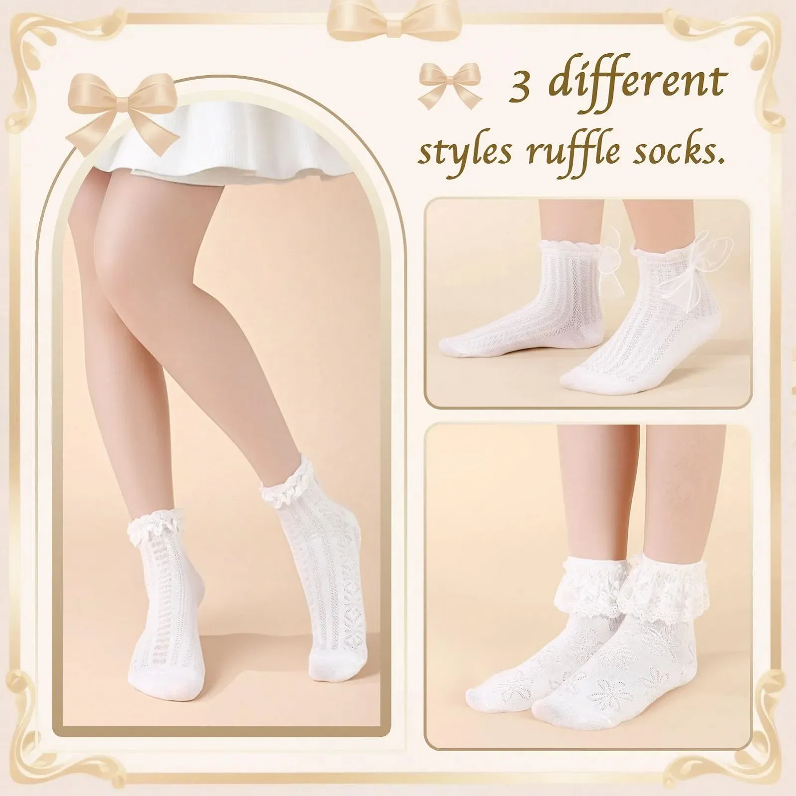 Шкарпетки з оборками (6 пар) Білі 37-43, фото №4