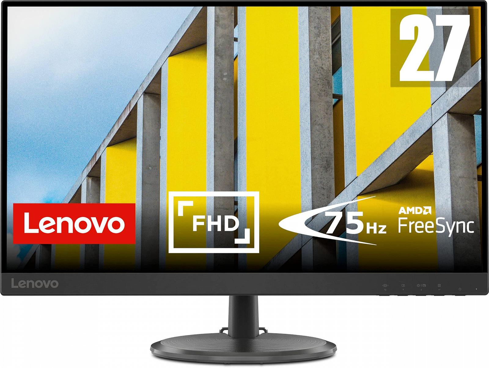 Монітор Lenovo D27-37 27 Дюймів Full HD 1920 x 1080 75Hz 250 ніт 5мс HDMI VGA AMD Radeon FreeSync Чорний, фото №1