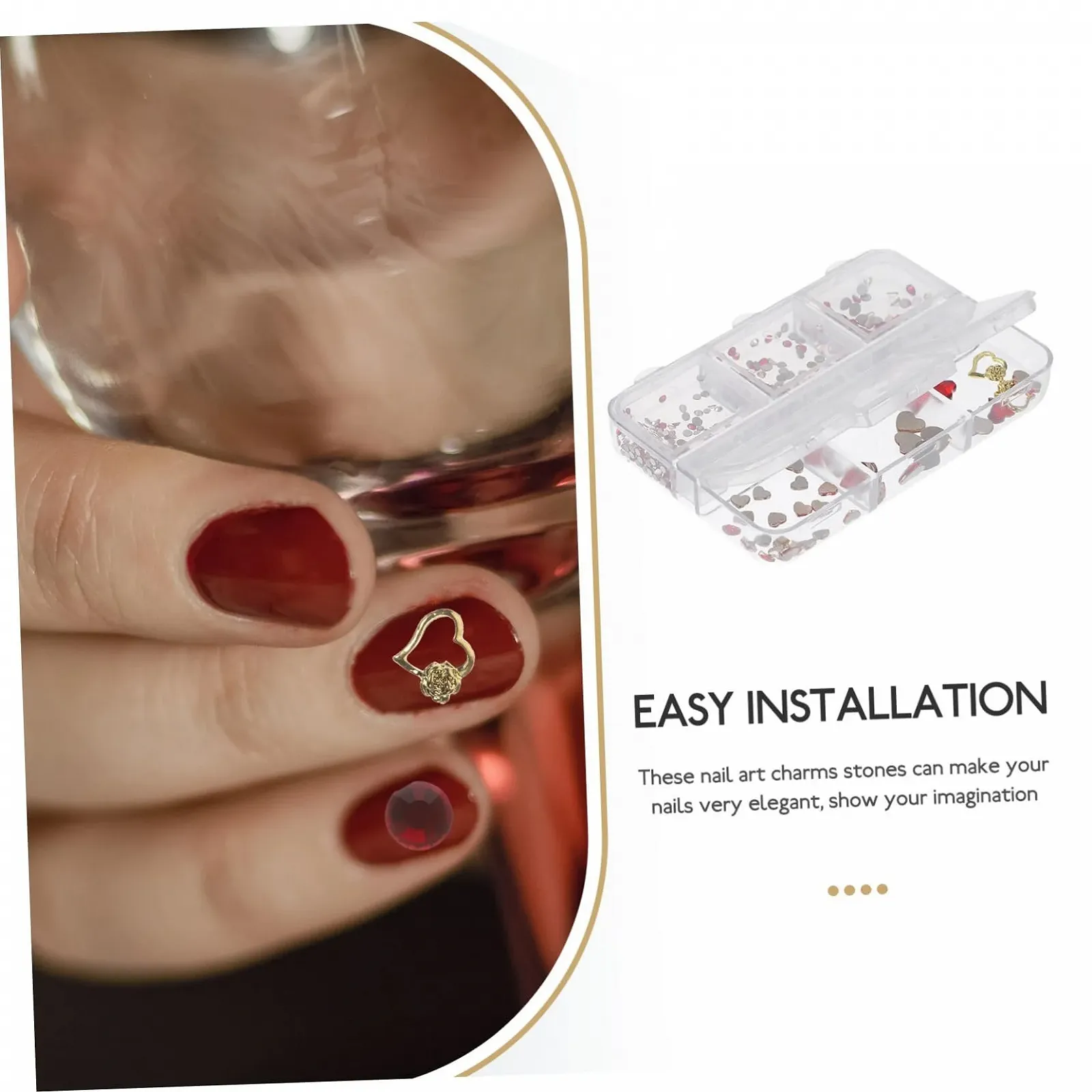 Стрази для нігтів minkissy Прикраса для нігтів Серце Форма Червоний, фото №9