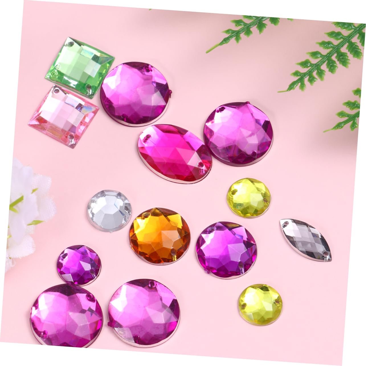 Стрази Beavorty Квадратна, кругла форми, різнокольорові, 100 шт., фото №2