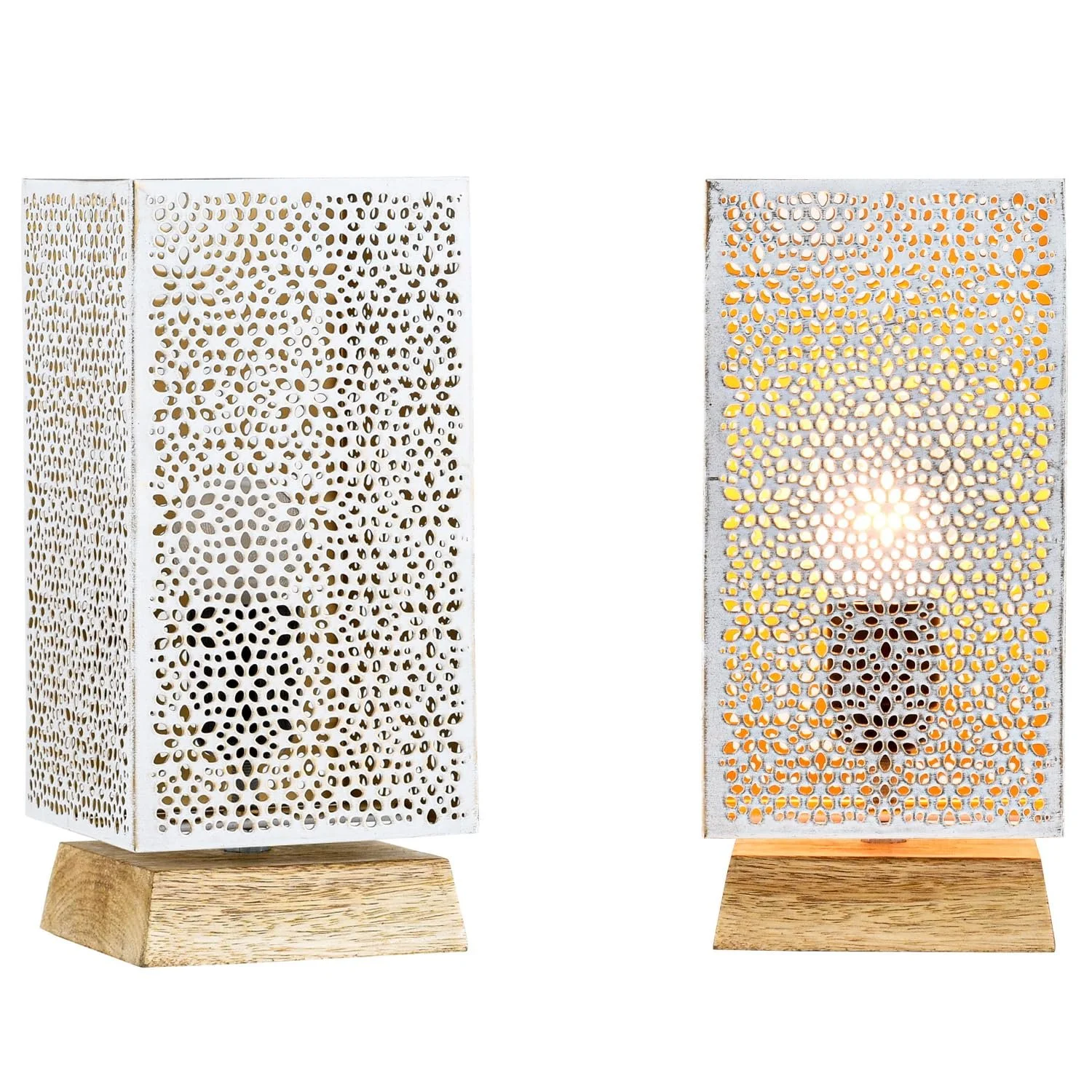 Настільна лампа Autigan Marrakech 25 см східна метал дерево цоколь E27 біла, фото №5