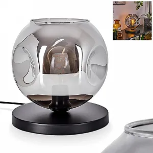 Настільна лампа Ripoll Metal/Glass Modern Retro/Vintage 25 см E27 Чорний/Димчастий - Фото 1