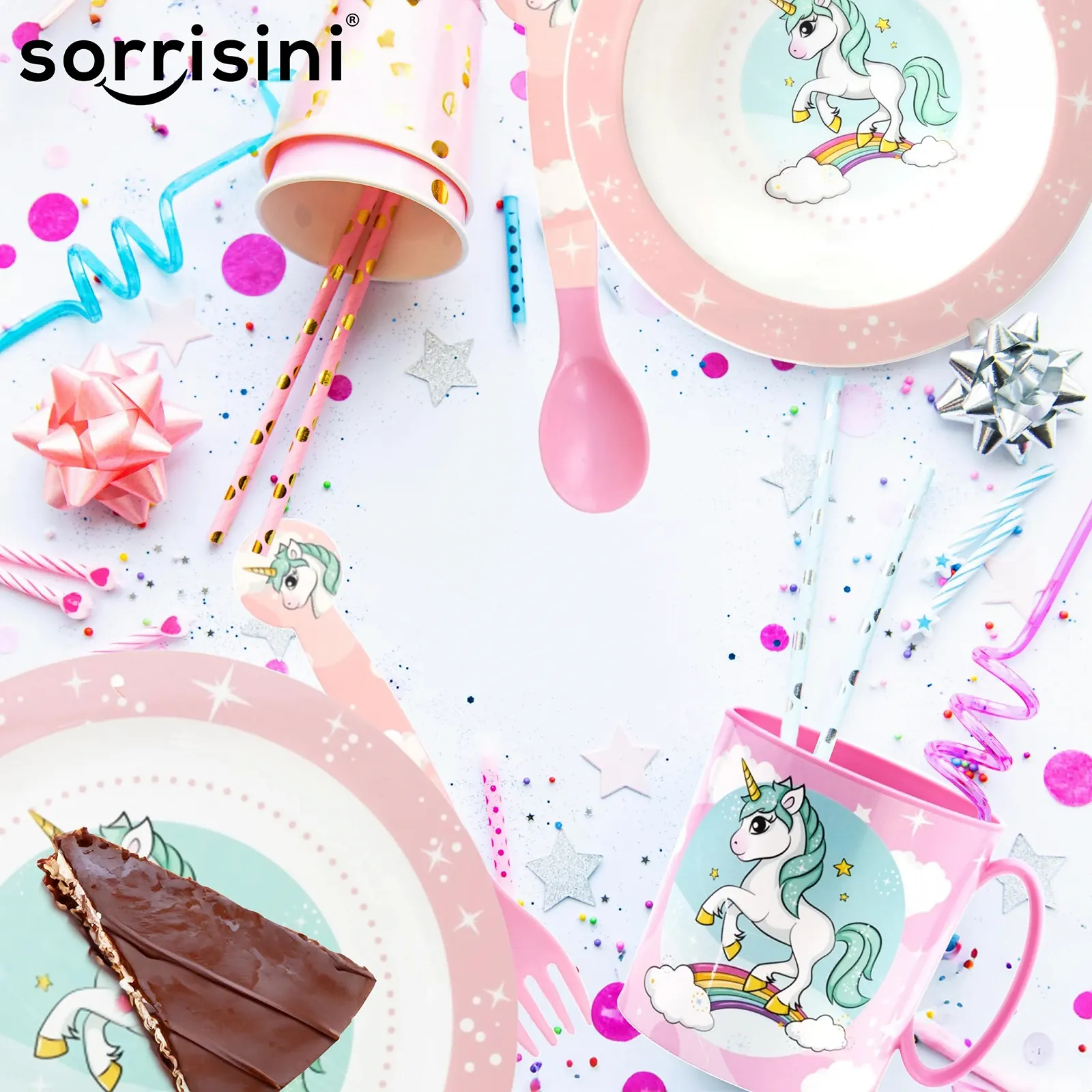 Набор детской посуды Sorrisini Единорог (тарелка, миска, столовые приборы, чашка) из твердого пластика для микроволновой печи, фото №7 Набор детской посуды Sorrisini Единорог (тарелка, миска, столовые приборы, чашка) из твердого пластика для микроволновой печи, фото №7