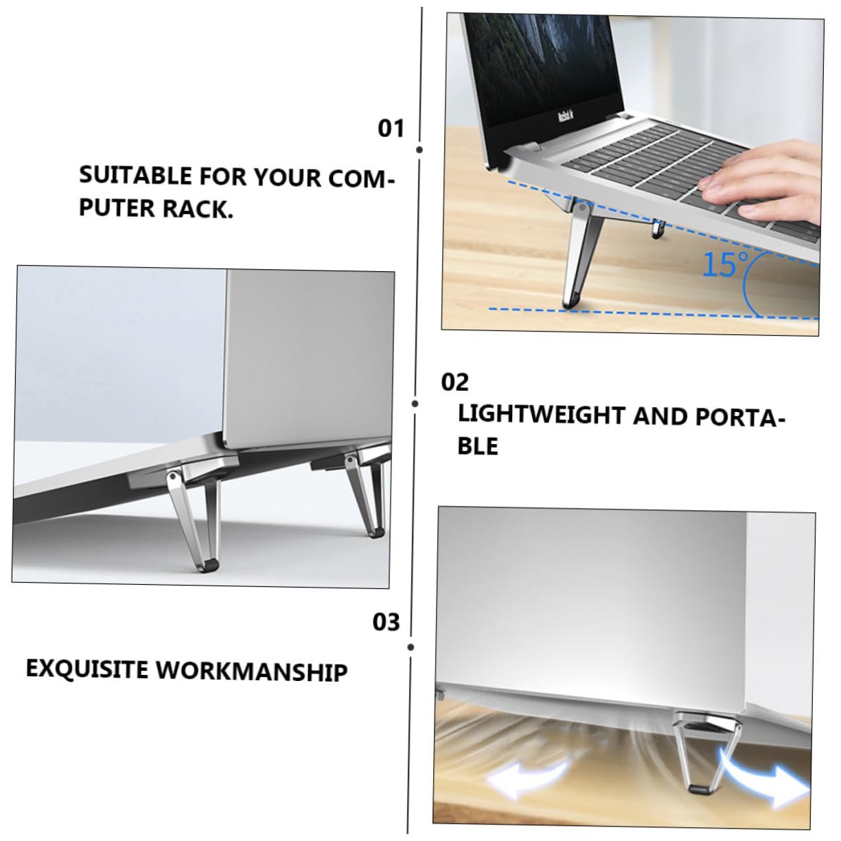 Підставка для ноутбука NUOBESTY, регульована по висоті, портативна, складана - 2 шт., фото №3