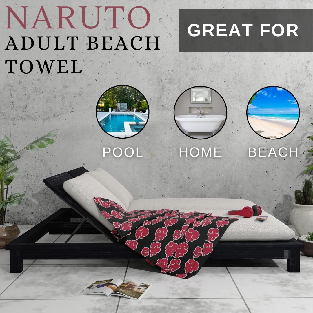 Банний рушник Franco Naruto Anime Akatsuki Super Soft Cotton 60 x 30 дюймів Чорний, фото №3