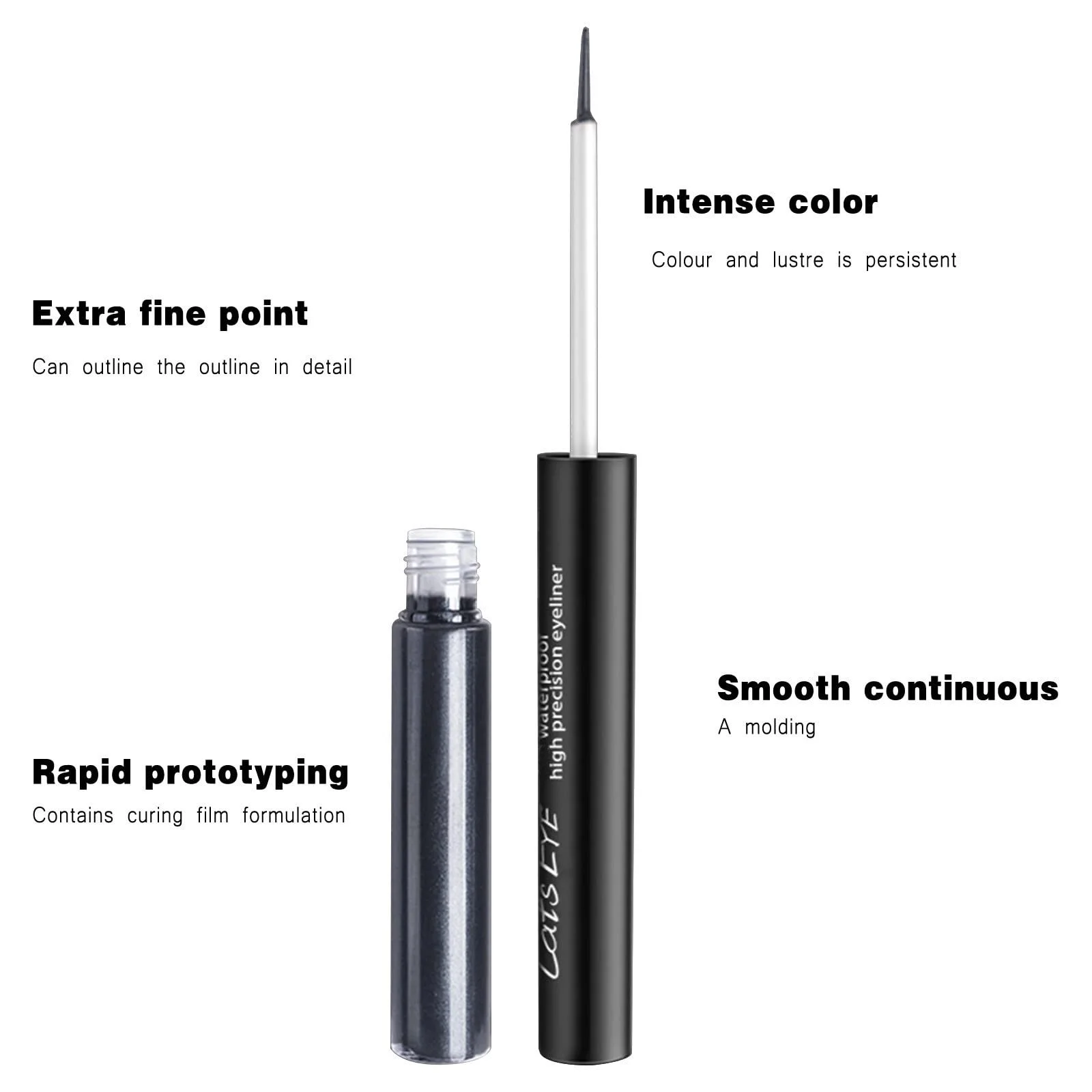 Жидкая Подводка для глаз с 6 цветами, тонкой кисточкой, водостойкая, устойчивая к поту, долговечная, быстросохнущая формула 1 мл, кисточка чистая, силикон (A,), фото №4