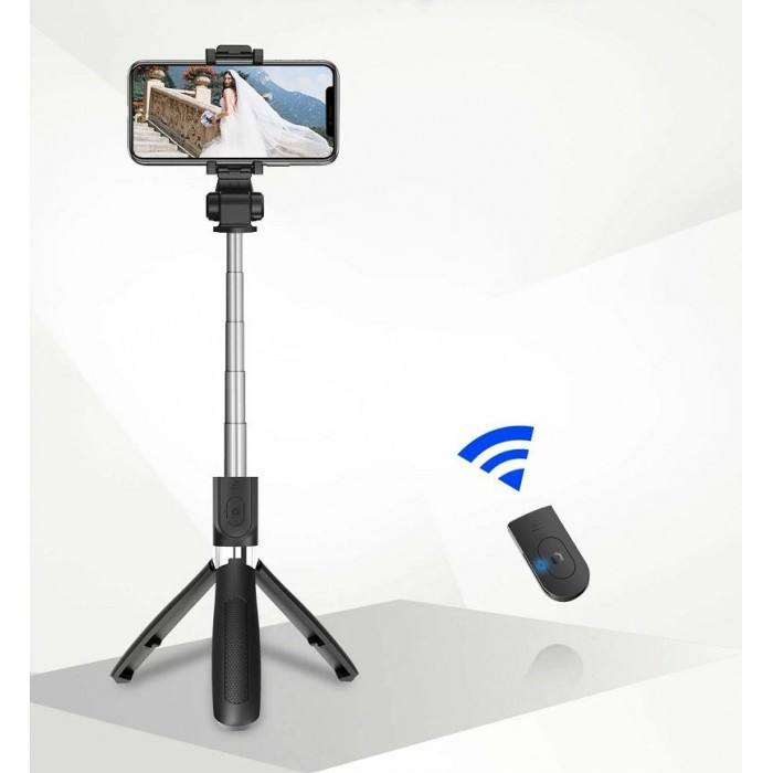 Селфі палка штатів треноги для телефону Bluetooth з пультом Selfie Stick L01 Чорний, фото №2