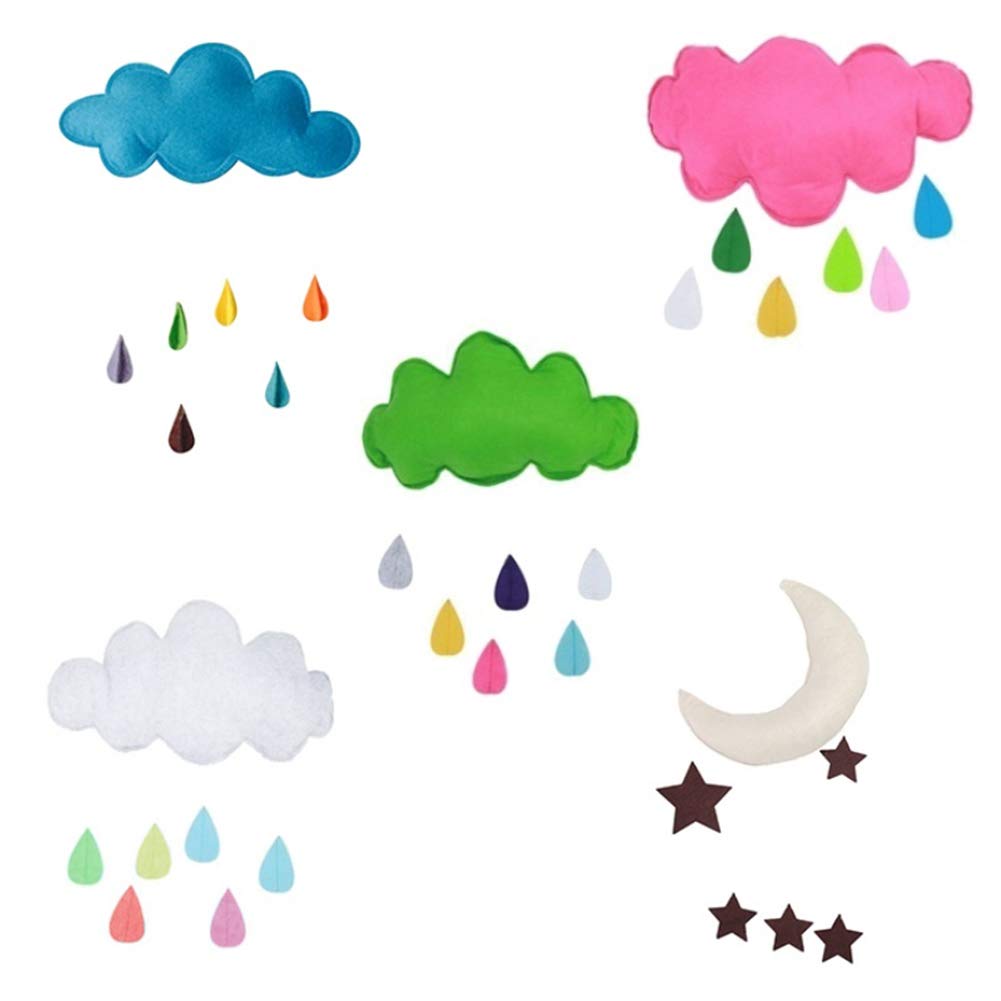 Декор Inzopo Felt Clouds Water Drops Настенный для детского душа, детской комнаты, детской комнаты, палатки, рождественский декор, мобильное подвесное украшение, синий, фото №4