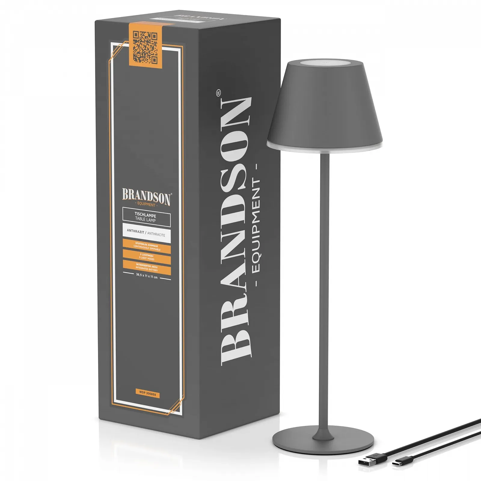 Настольная лампа CSL LED Аккумуляторная Бездротовая Сенсорная Димер Металл IP54 Антрацит, фото №7