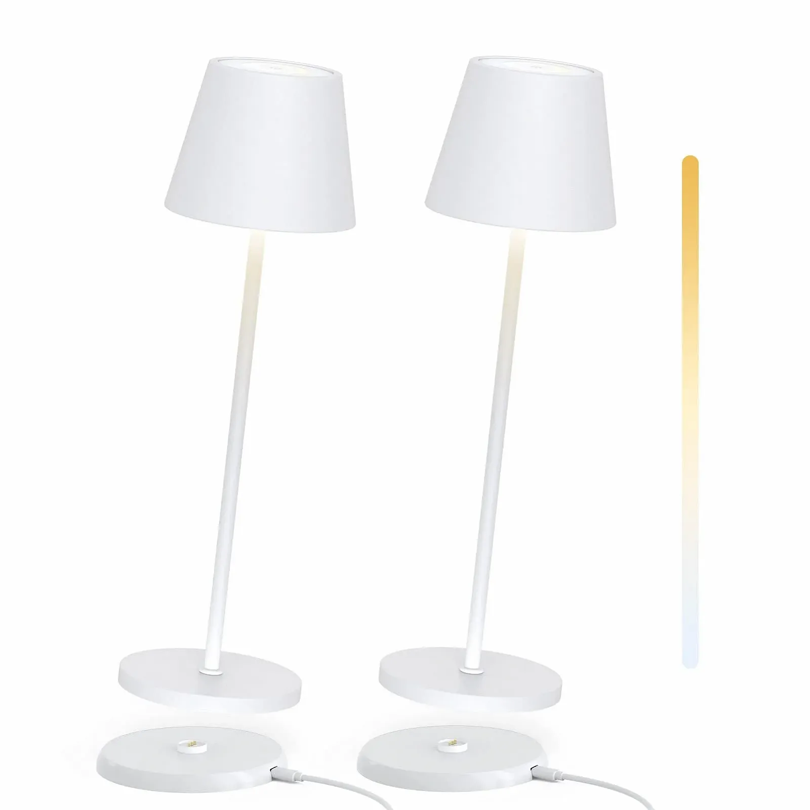 Настільна лампа LED Набір 2 шт. Сенсорна з регулюванням яскравості IP54 Водонепроникна Алюміній Бездротова Біла, фото №1