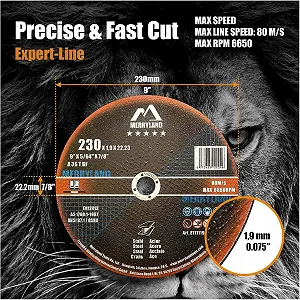 Круги відрізні Merryland Expert-Line 230х1.9 мм по металу Чорний synthetic.ua - Фото 1