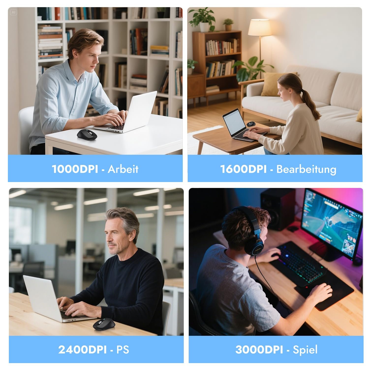 Мышь Беспроводная CITLLA Многофункциональная Bluetooth 4 регулируемых DPI Бесшумная Эргономичная Для Windows Черная, фото №5
