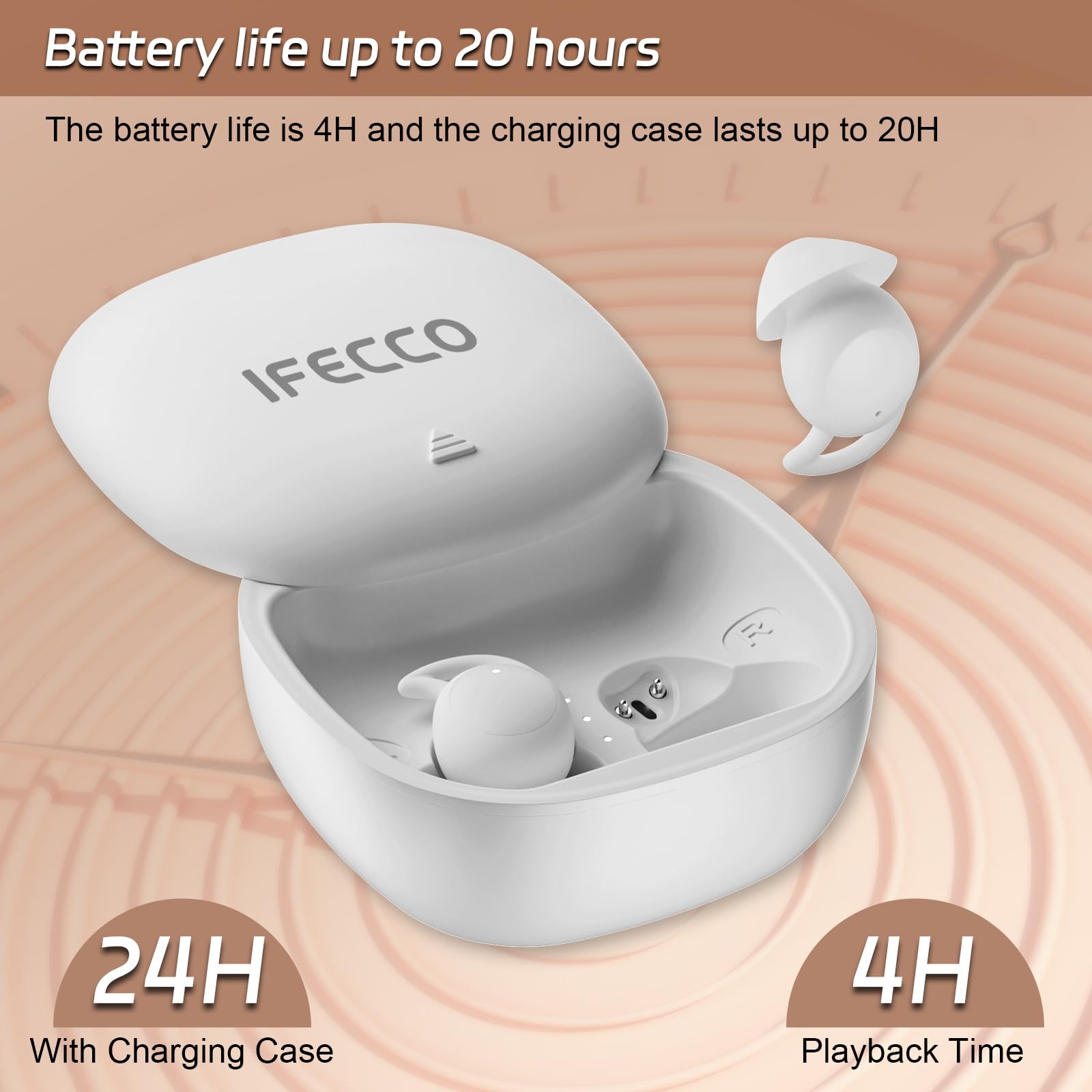 Наушники IFECCO Bluetooth 5.3 - Мини внутриканальные мягкие наушники для сна с шумоподавлением, невидимые для сна на боку, фото №6
