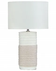 Настільна лампа Beliani Navia Classic Льон/Порцеляна Білий та світло-бежевий - Фото 1