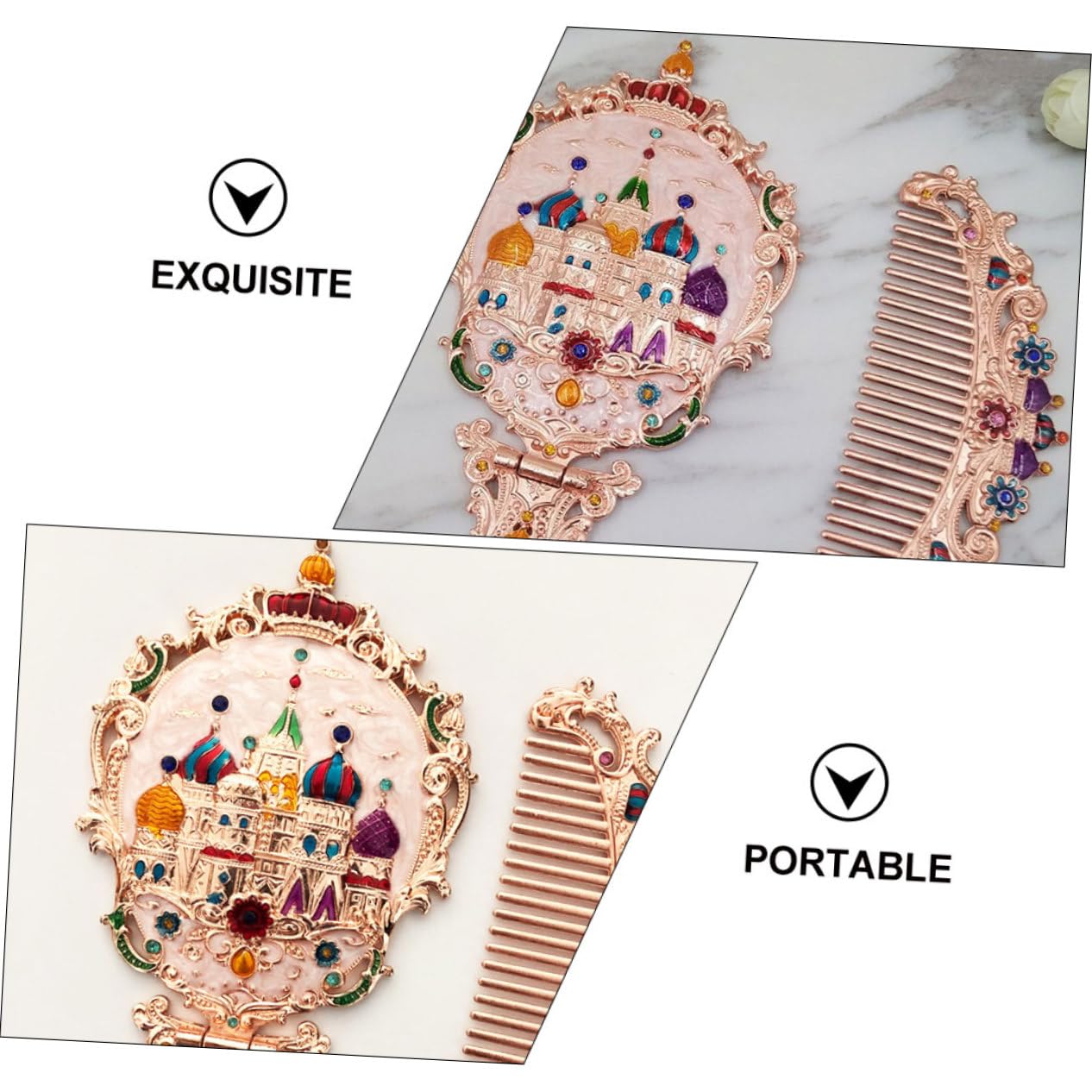 Зеркало Angoily Schminkspiegel Круглое Золотое Карманное Ручное Металлическое, фото №6 Зеркало Angoily Schminkspiegel Круглое Золотое Карманное Ручное Металлическое, фото №6