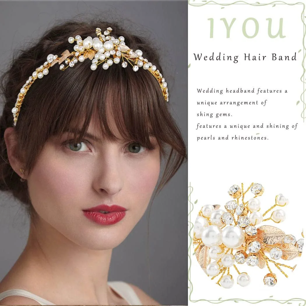 Обруч на голову для дівчинки IYOU з квітами, перлами, фото №5