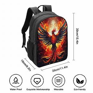 Ранець DPEOANEBN Fire Phoenix для школи для хлопчиків, дівчаток, підлітків, водонепроникний рюкзак, шкільний ранець для жінок і чоловіків, сумка для ноутбука, рюкзак 40x28x16 см synthetic.ua - Фото 1
