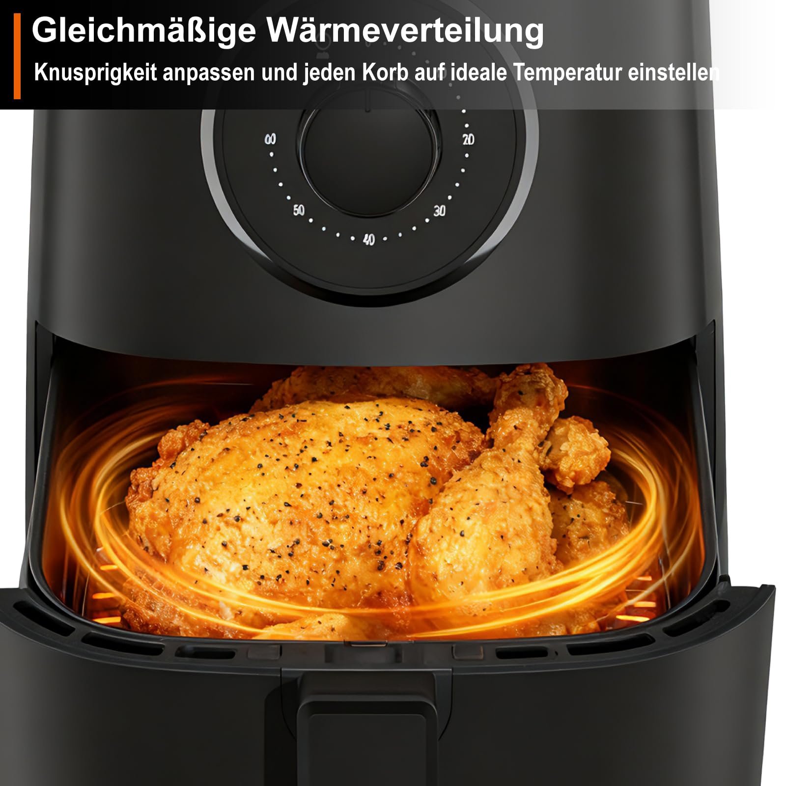 Мультипіч Mini Airfryer 2.5 л 1000 Вт ручний таймер Чорна, фото №7 Мультипіч Mini Airfryer 2.5 л 1000 Вт ручний таймер Чорна, фото №7
