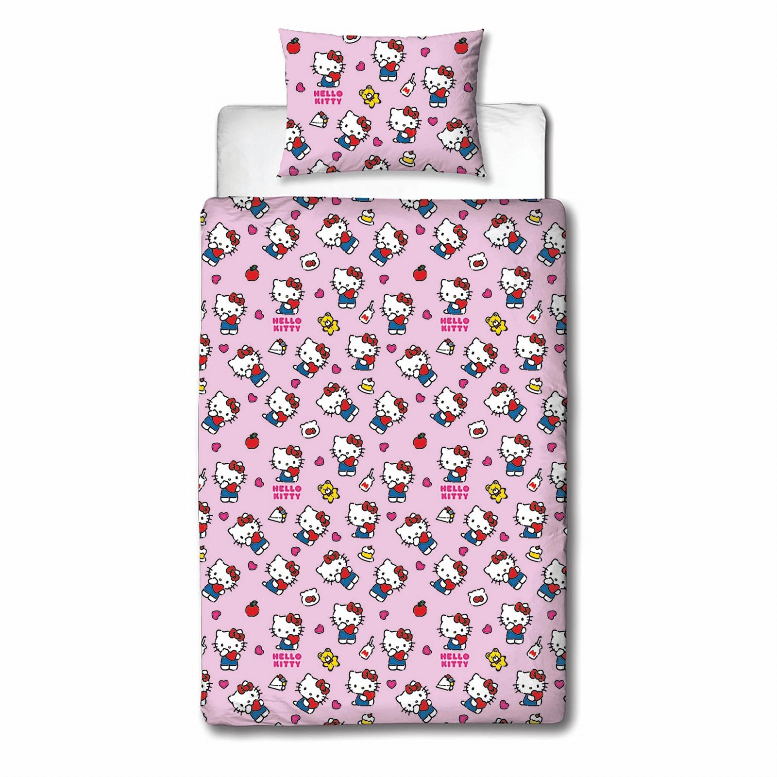 Комплект постільної білизни (1 наволочка, 1 підковдра) Hello Kitty Рожевий/Білий, фото №3