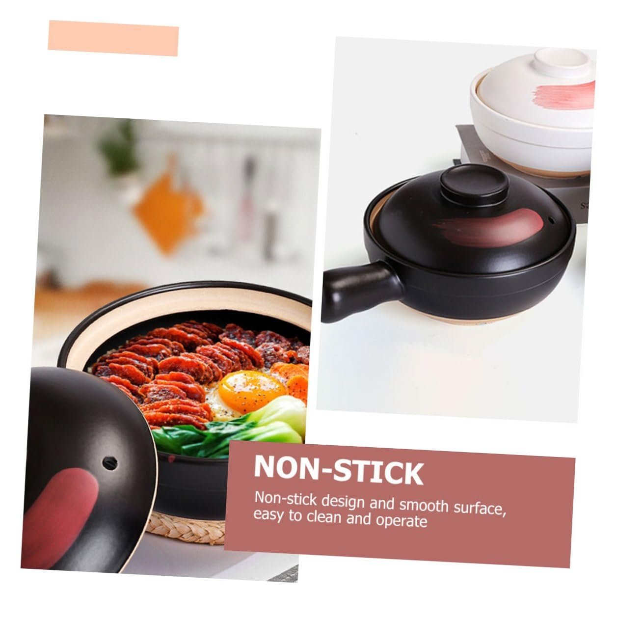 Горшок TOYANDONA Керамический с крышкой Жаростойкий Компактный Нескользящий, фото №8