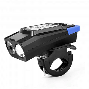 Велосипедний комп'ютер BK-1920 з вело ліхтарем 2 LED Т6 дальній-ближній та дзвінком синій synthetic.ua - Фото 1