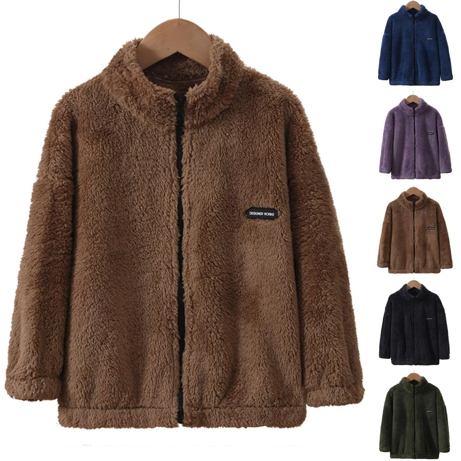 Флисовая куртка Generisch для мальчиков, плюшевая детская куртка унисекс, теплая зимняя куртка из плюша на молнии, детская куртка-мишка, хлопковая куртка со стойкой-воротником, классическая уличная куртка, фото №4