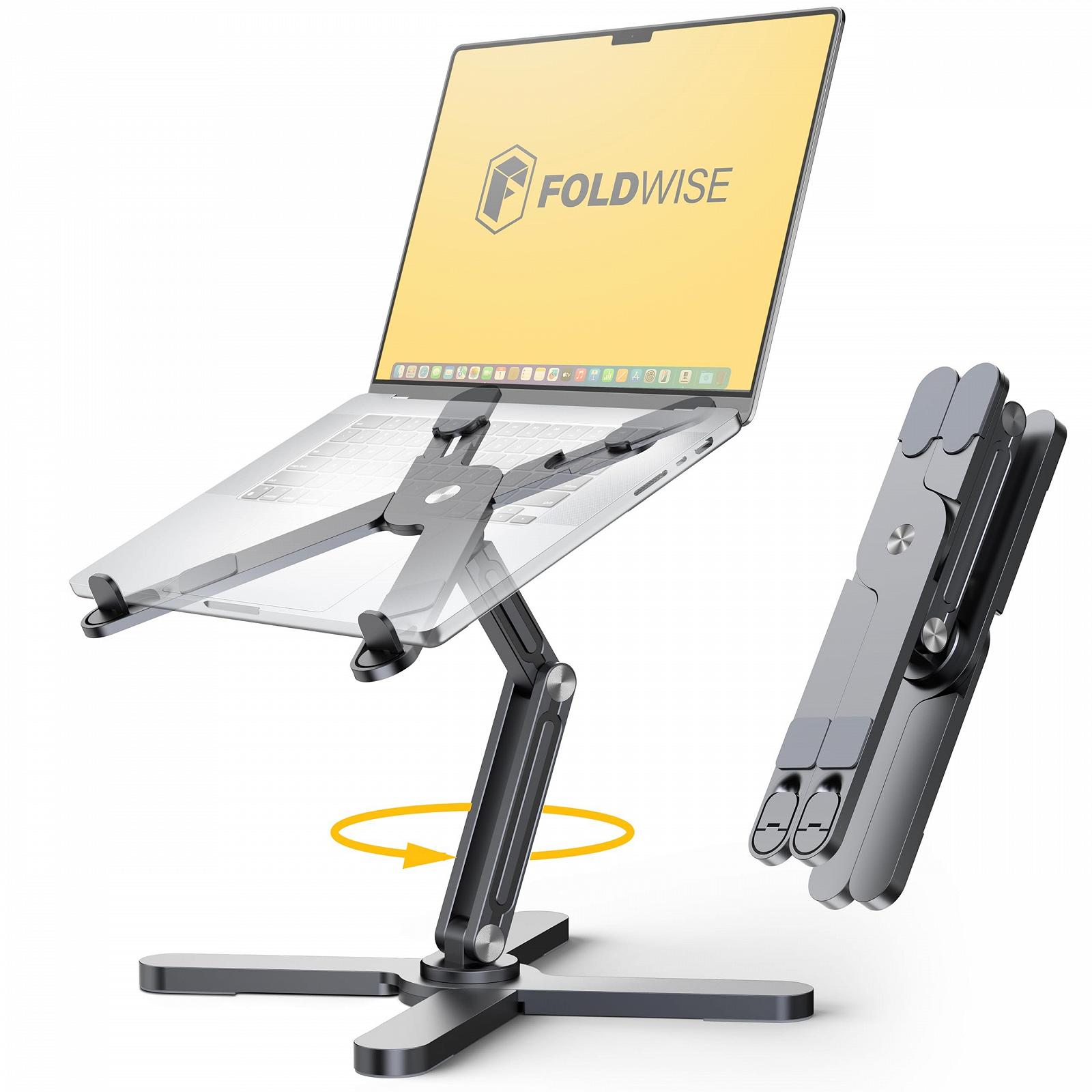 Подставка для ноутбука FoldWise X, алюминиевая, вращающаяся на 360 градусов, складная, регулируемая высота и угол, прочная, портативная, для ноутбуков 11-18 дюймов, фото №1