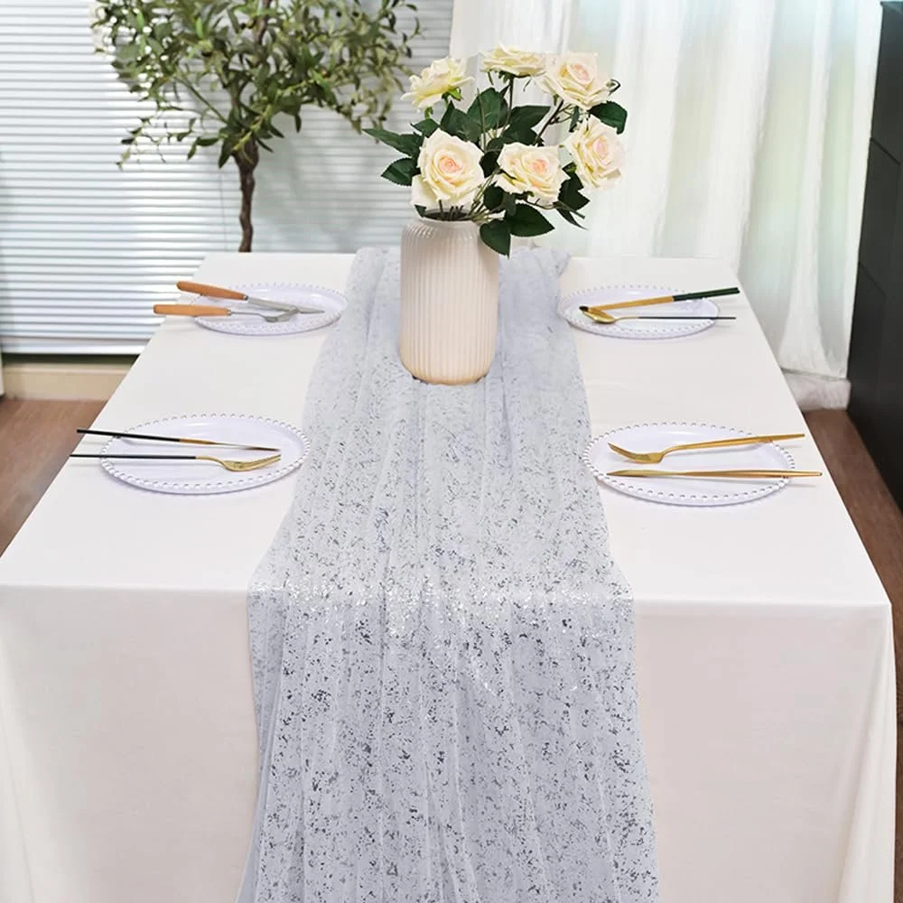 Скатерть-ранер Glitter Tulle золоте тиснення 70 x 300 см, фото №5 Скатерть-ранер Glitter Tulle золоте тиснення 70 x 300 см, фото №5