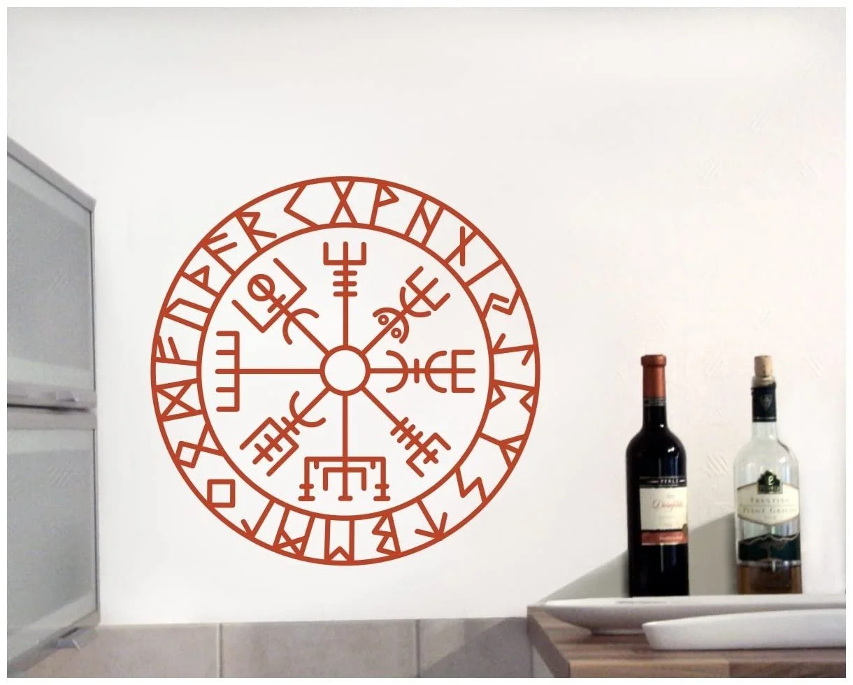 Наклейка на стену Samunshi Vegvisir с рунами 3 шт, фото №2