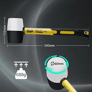 Киянка резиновая CCLIFE 680 г 60 мм черно-белая synthetic.ua - Фото 1