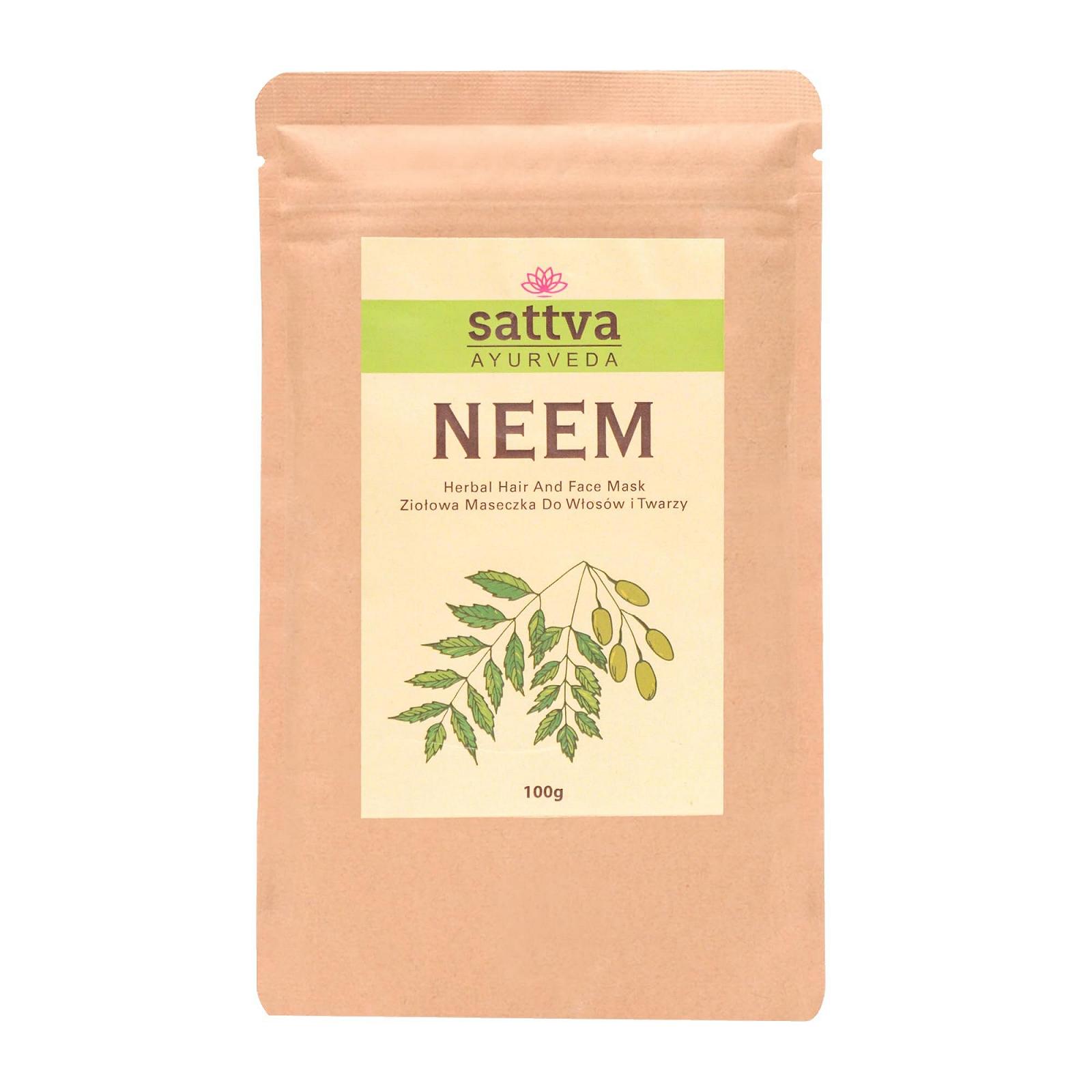 Маска для лица и волос Sattva Neem - маска против прыщей, маска против черных точек для мужчин и женщин - маска для ухода за кожей лица - для жирной кожи - для жирной кожи головы и перхоти - 100 г, фото №1