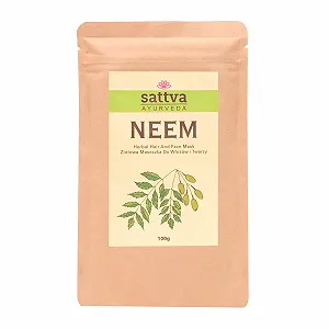 Маска для лица и волос Sattva Neem - маска против прыщей, маска против черных точек для мужчин и женщин - маска для ухода за кожей лица - для жирной кожи - для жирной кожи головы и перхоти - 100 г - Фото 1