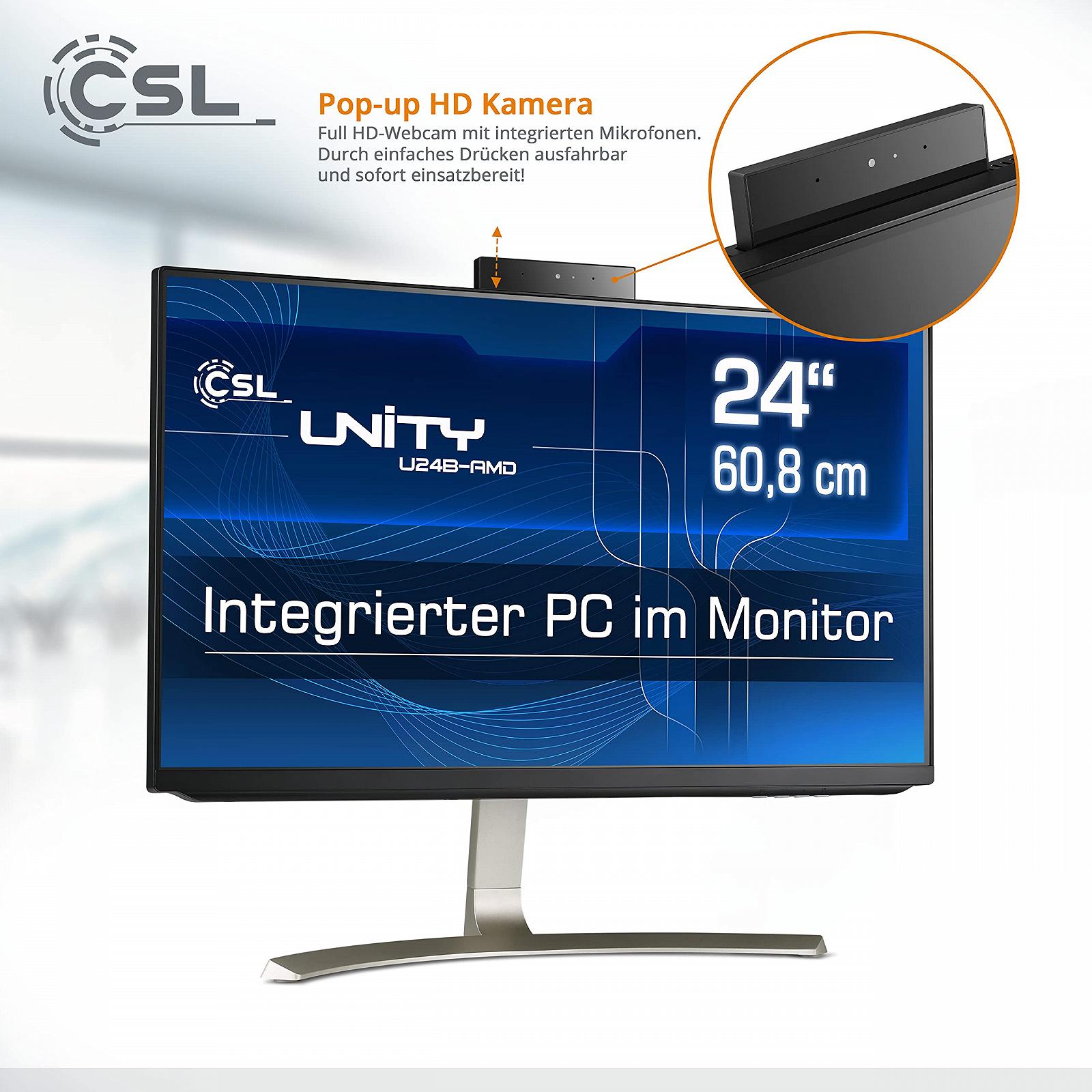 Моноблок CSL Unity U24B-AMD (60.5 см 23.8 дюйма, 1920 x 1080 Full HD) (процесор AMD Ryzen 5 PRO 4650G, 6 ядер по 3700 МГц, 1000 ГБ SSD, 16 ГБ оперативної пам'яті DDR4, Windows 11 Pro) чорний, фото №6