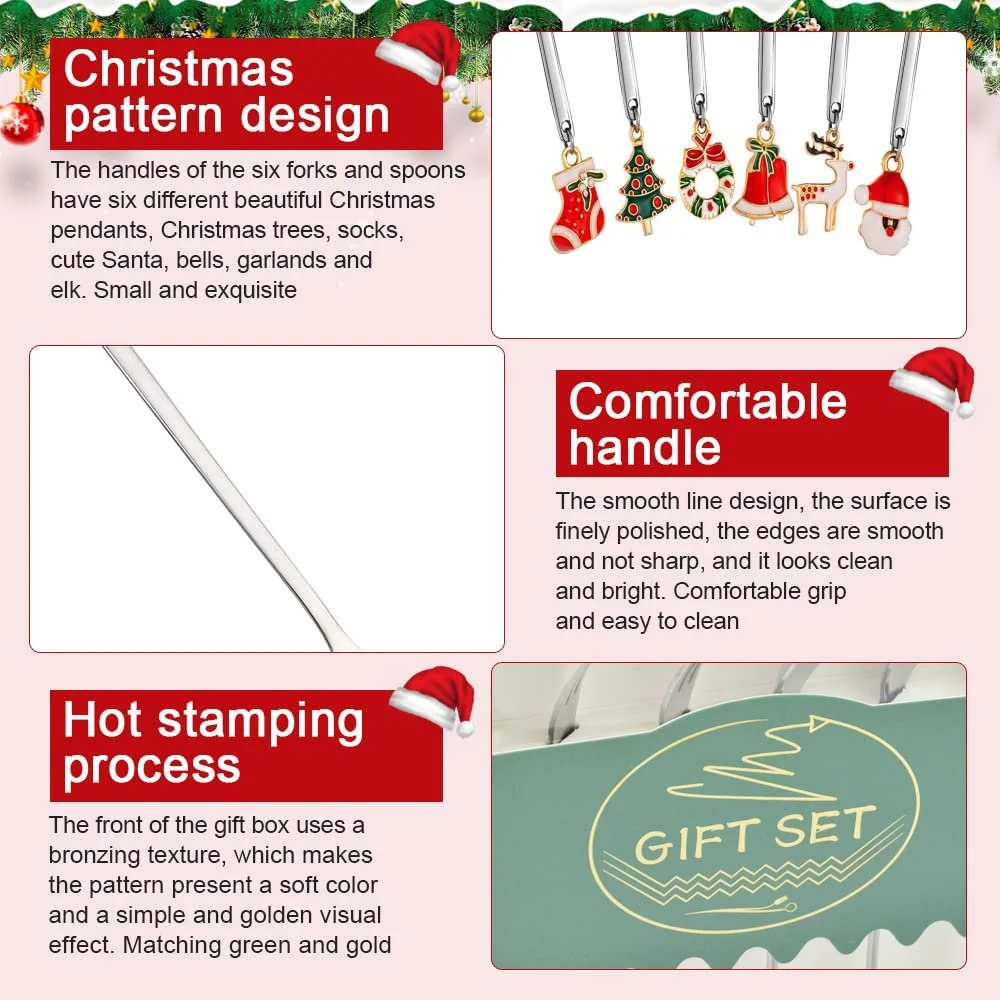 Набор вилок и ложек BUZIFU, 6 шт., 3 ложки и 3 вилки, из нержавеющей стали, фото №3