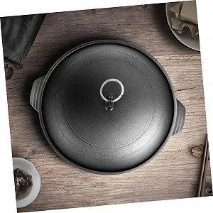 Кастрюля-жаровня VALICLUD чугунная для тушения курицы и риса желтая равномерное распределение тепла энергосберегающая synthetic.ua - Фото 1