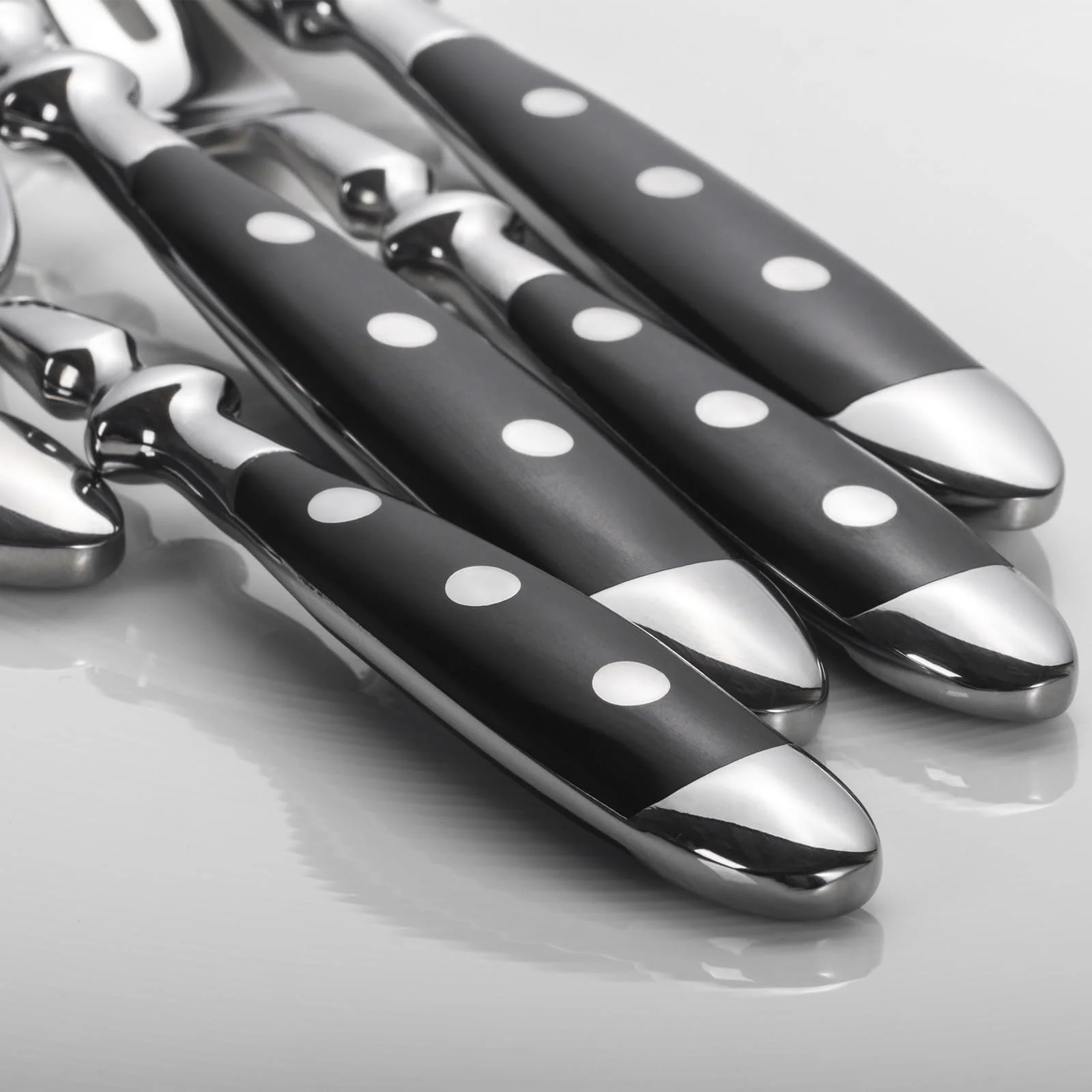 Набір столових приборів Alata Berlin Series для 6 осіб з нержавіючої сталі з чорними ручками кований та важкий, фото №3