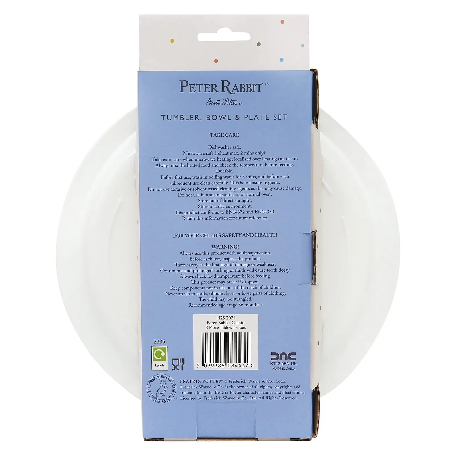 Набор детской посуды Peter Rabbit 3 предмета, многоразовые, сине-белый, фото №9