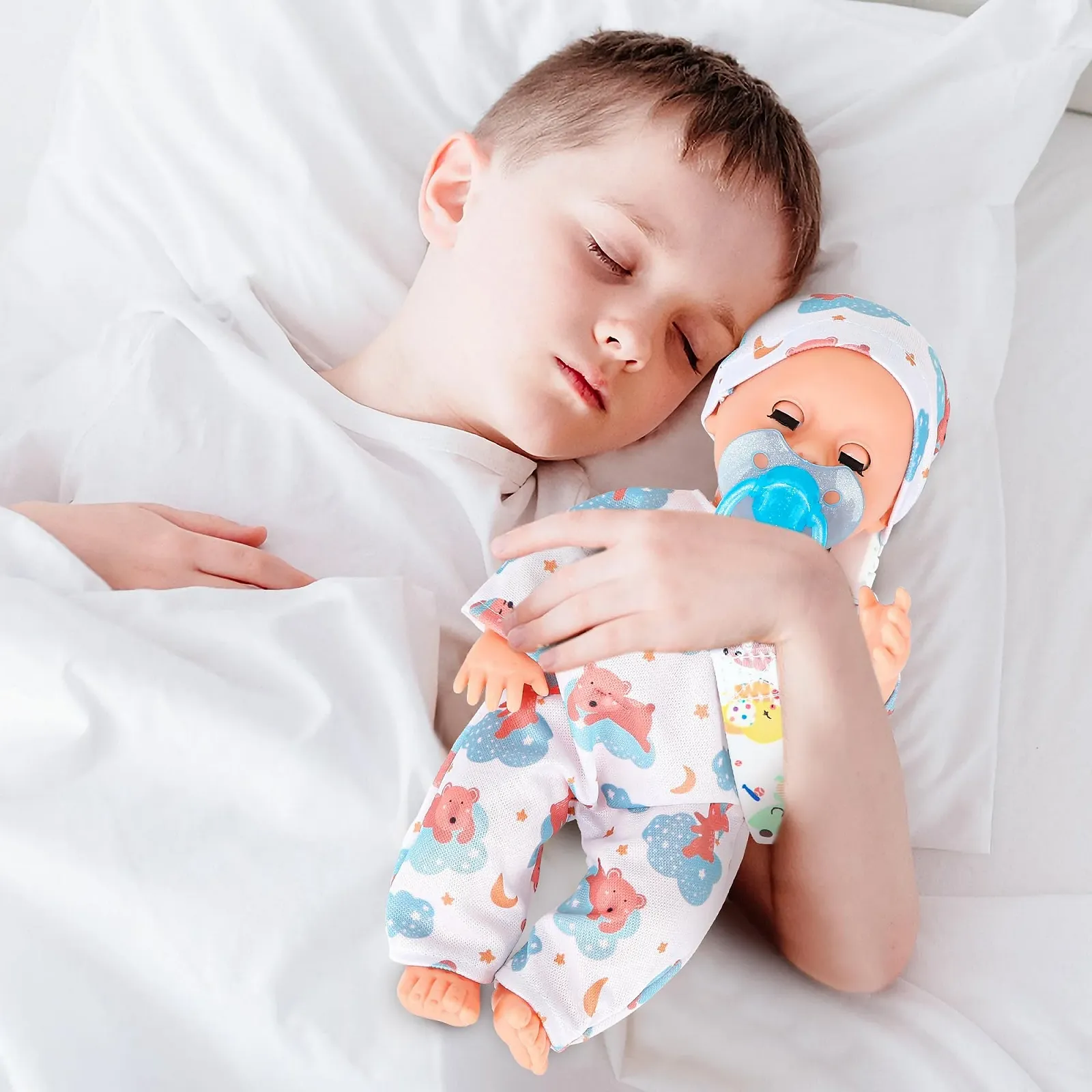 Кукла-мальчик 30 см с 3 комплектами одежды и аксессуарами, кроватка-переноска, бутылочка, игрушка для ролевых игр для детей 3-8 лет, подарок, фото №5 Кукла-мальчик 30 см с 3 комплектами одежды и аксессуарами, кроватка-переноска, бутылочка, игрушка для ролевых игр для детей 3-8 лет, подарок, фото №5