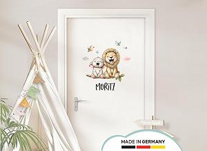 Наклейка на дверь Little Deco DL5062 Lion & Elephant с именем 36 x 28 см synthetic.ua - Фото 1