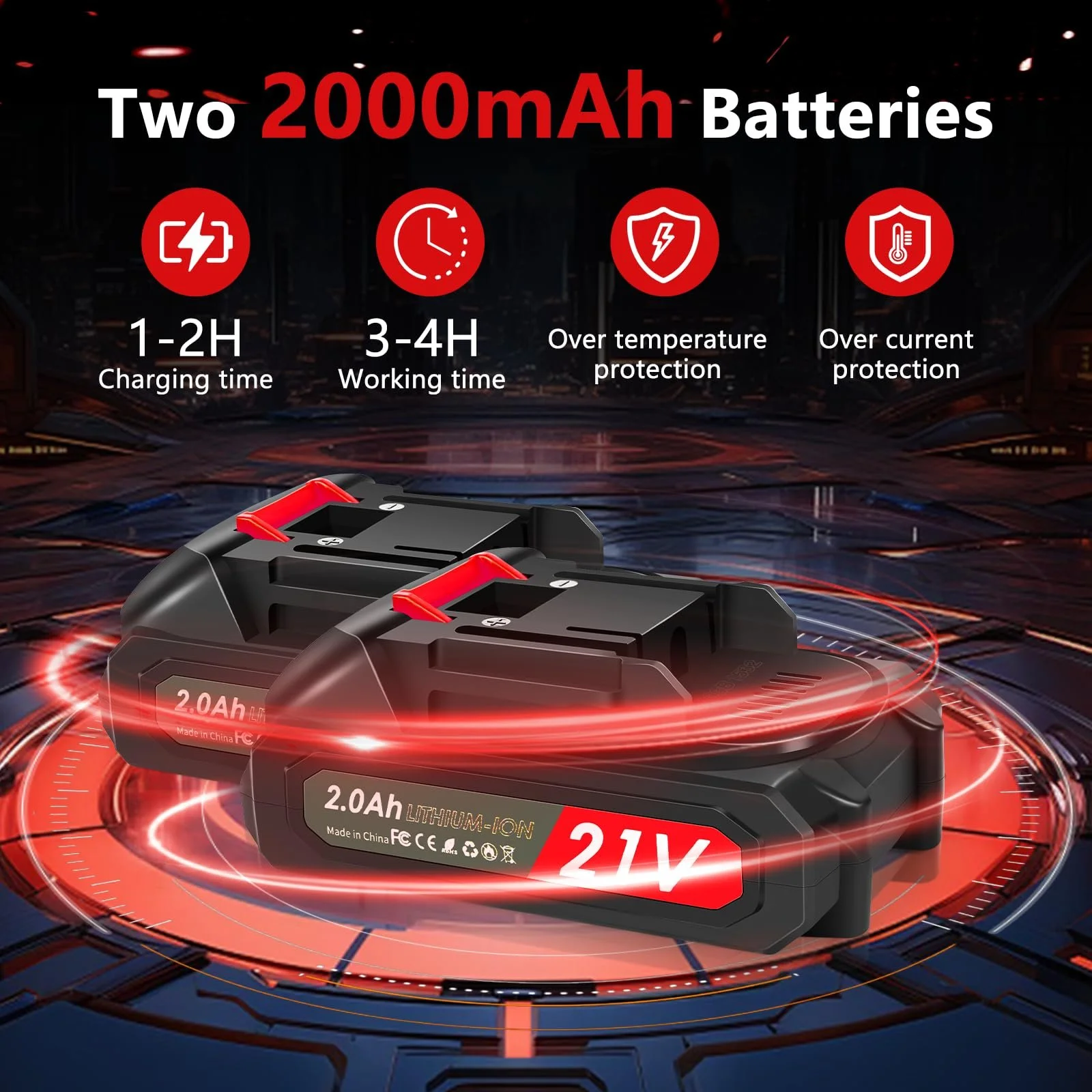 Секатор акумуляторний 40 мм з 2 акумуляторами 21 V 2000 mAh і набором запасних лез, РК-дисплей, безщітковий двигун, червоний, фото №6