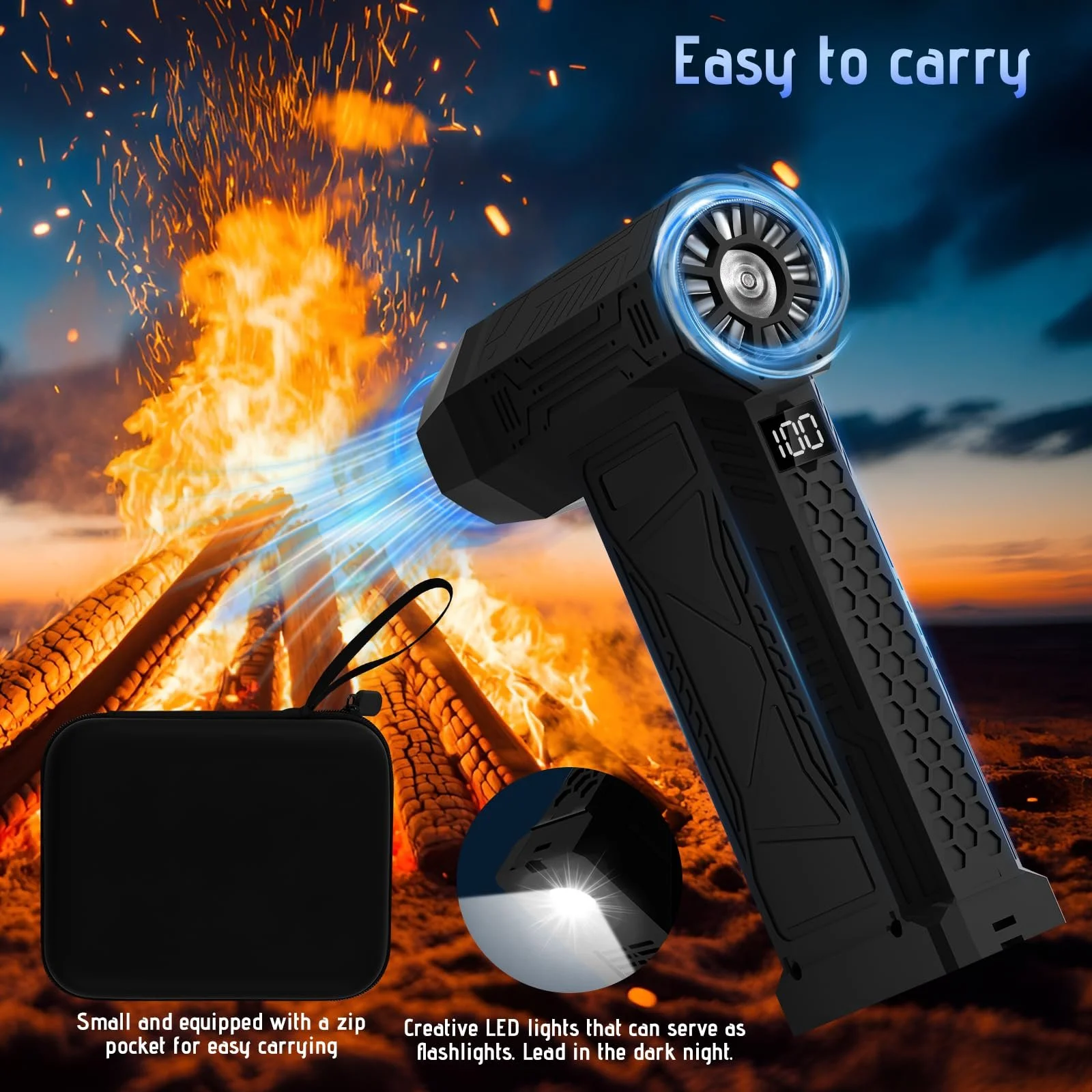 Электрический воздуходувка Zosudull 180,000 rpm LED-дисплей фонарик 10000 mAh 4 скорости, фото №4