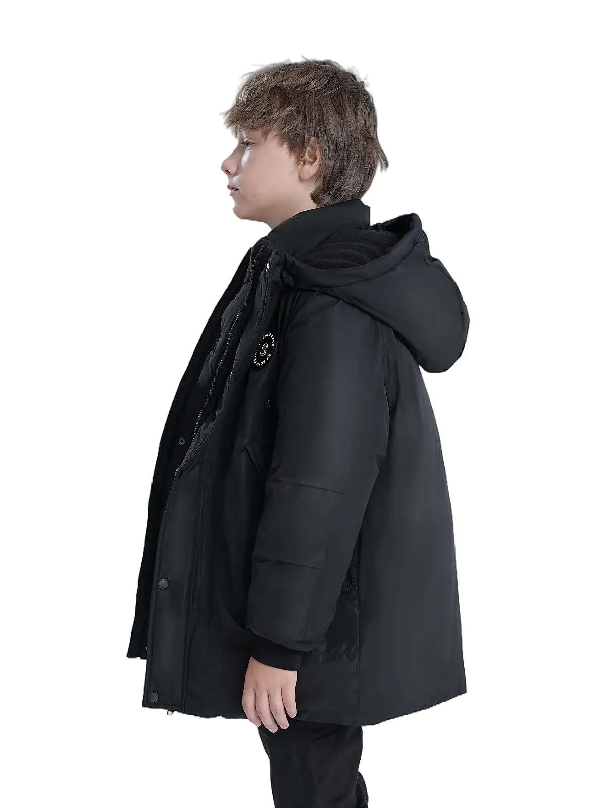 Зимова куртка з капюшоном для хлопчиків Sunny Sprout, утеплена пуховик з вітрозахисними рукавами та флісовою підкладкою, фото №3