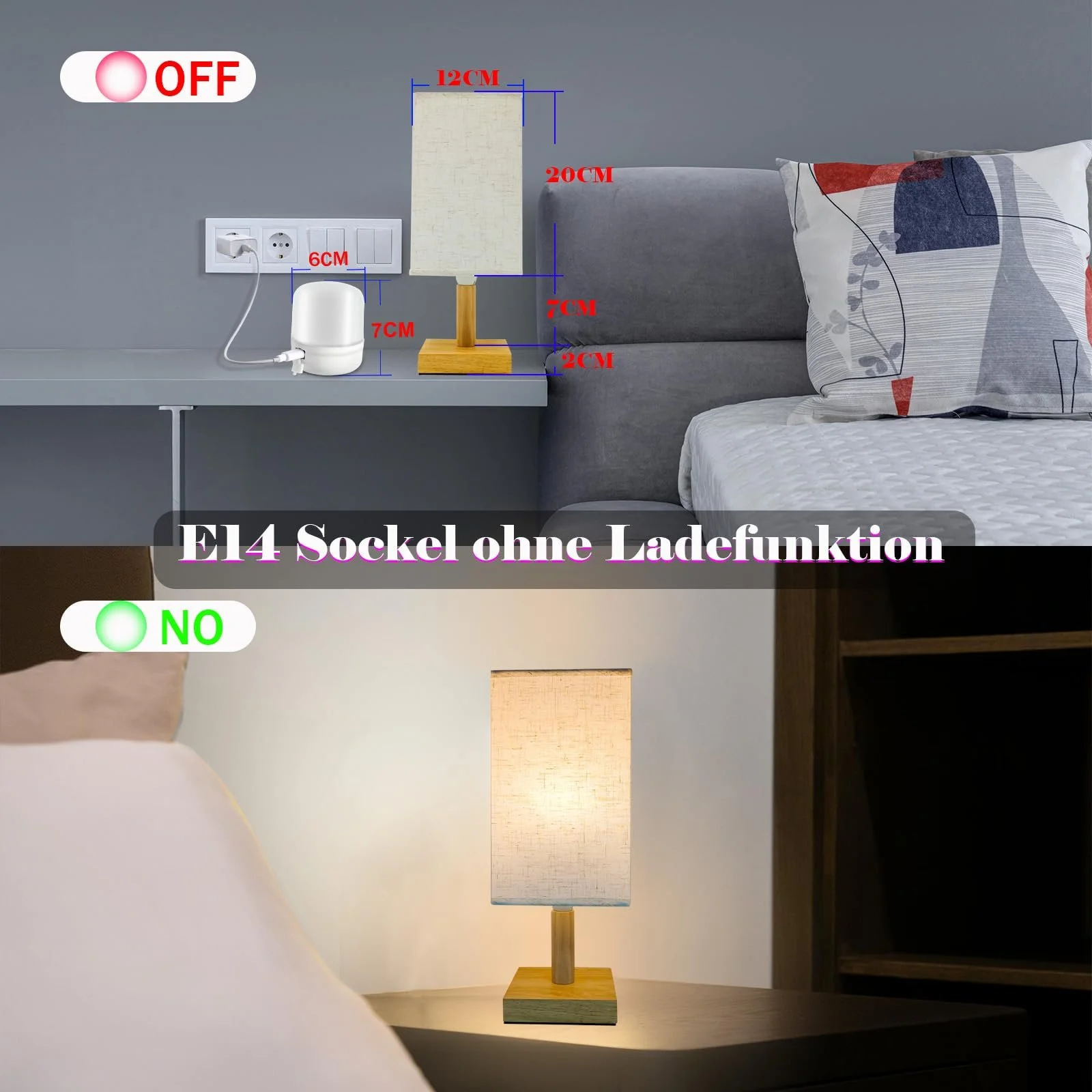 Настільна лампа Joyes акумуляторна LED з тканинним плафоном та пультом ДК 2 шт, фото №4