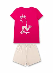 Пижама Sanetta для девочек Короткая Розовая Skater synthetic.ua - Фото 1