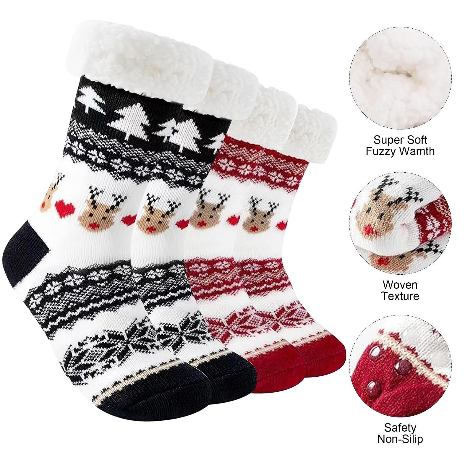 Носки махровые ZoneYan Рождественские женские, 2 пары, теплые, пушистые, противоскользящие, рождественские носки, размер 35-42, фото №4