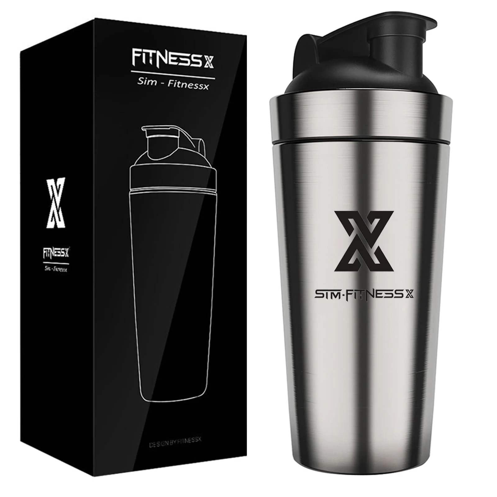 Шейкер X SIM FITNESSX Сталь 700 мл, спортивный, для фитнеса, йоги, тренажерного зала (Сталь 700 мл), фото №1