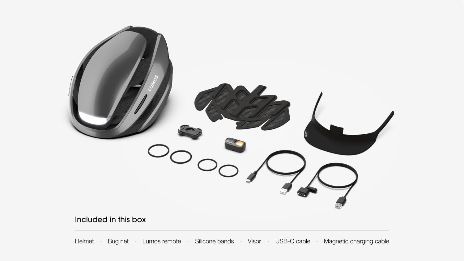 Шолом велосипедний Lumos Ultra Smart Plus, LED, поворотник, стоп-сигнали, Bluetooth, сірий попелястий, розмір M-L, фото №2