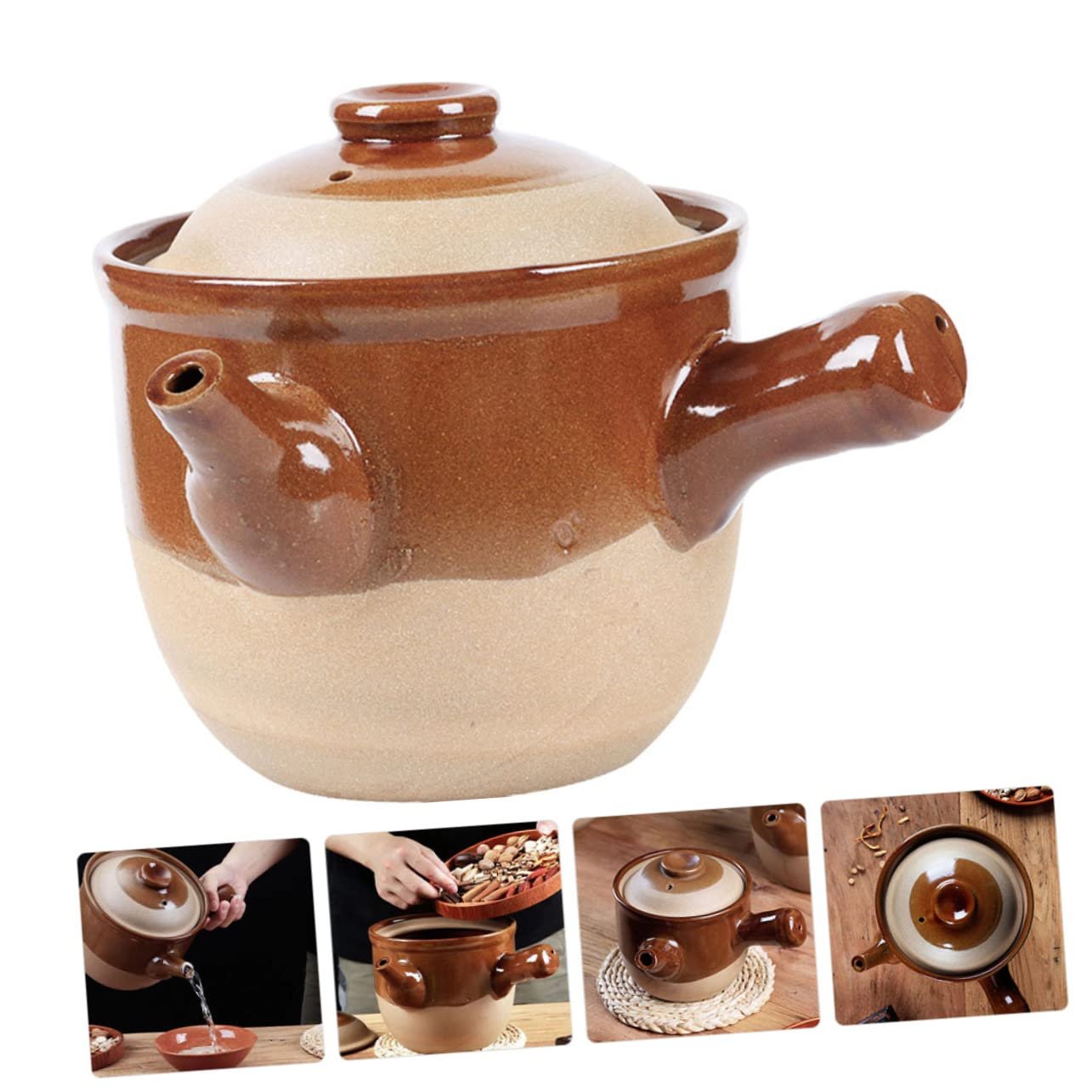 Глиняний горщик IMIKEYA для китайської медицини термостійкий антипригарний з ізольованою ручкою, фото №5