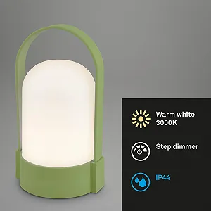 Настольная лампа BRILONER светодиодная аккумуляторная IP44 сенсорная 9 x 8 x 15.5 см зеленая synthetic.ua - Фото 1