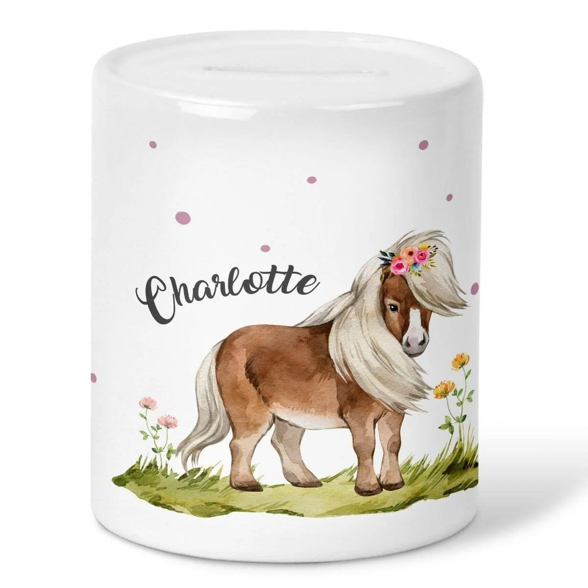 Дитяча скарбничка Mikalino З мотивом коня Керамічна Персоналізована, фото №1